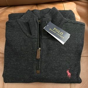 Polo Ralph Lauren - Quarter Zip Ribbed Cotton Sweater with Embroidered Pony